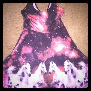 Unicorn galaxy print skater mini dress